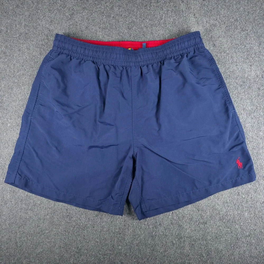 Polo Ralph Lauren Swim Trunks Mens L Navy Blue Red Pony 6